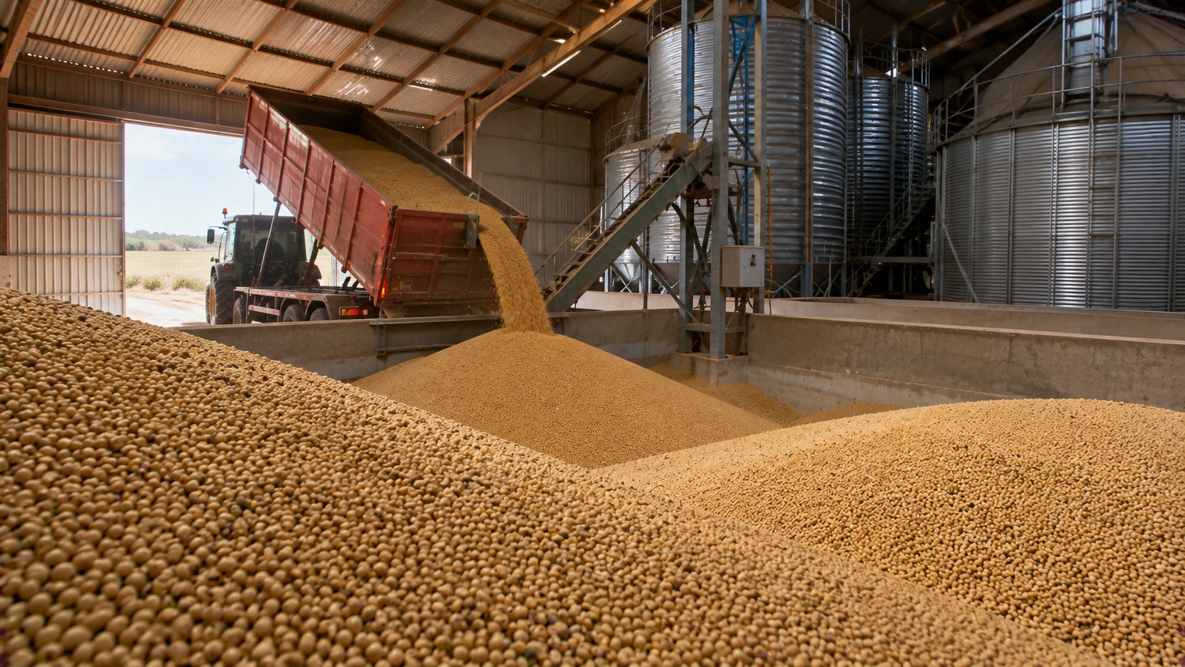 Vue agricole consacrée à stockage du soja
