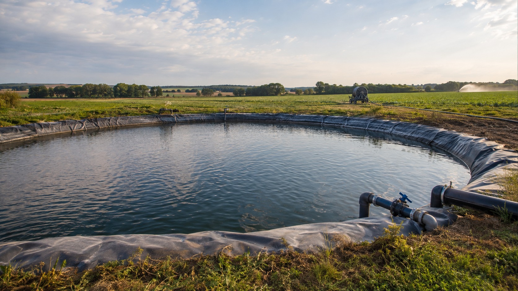 Vue agricole consacrée à stockage de l’eau agricole