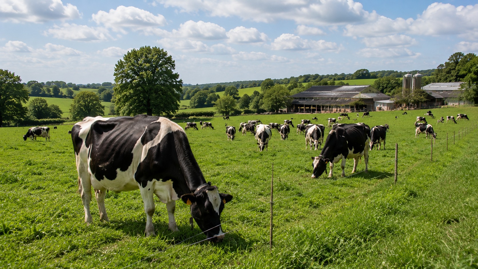 Vue agricole consacrée à système laitier pâturant