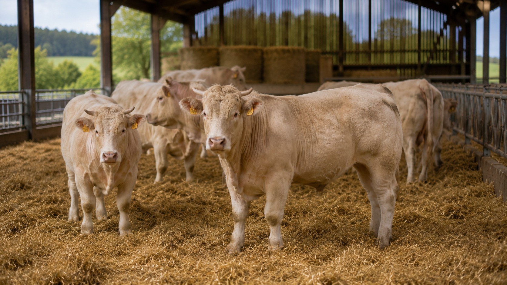 Vue agricole consacrée à taurillons