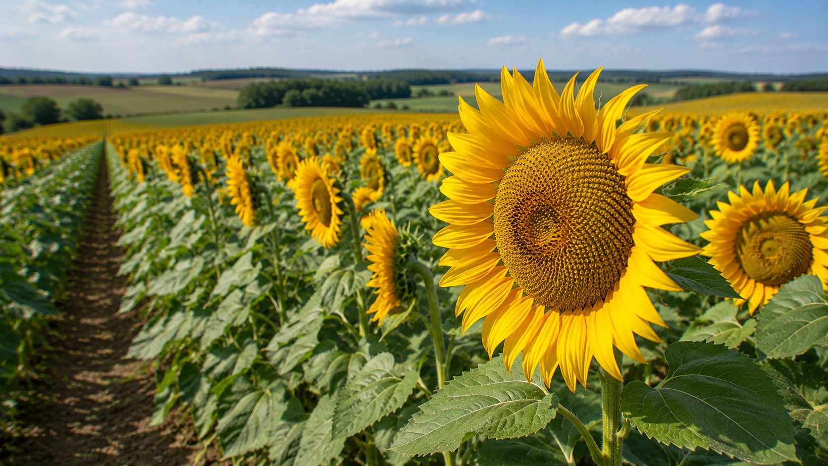Vue agricole consacrée à tournesol oléique