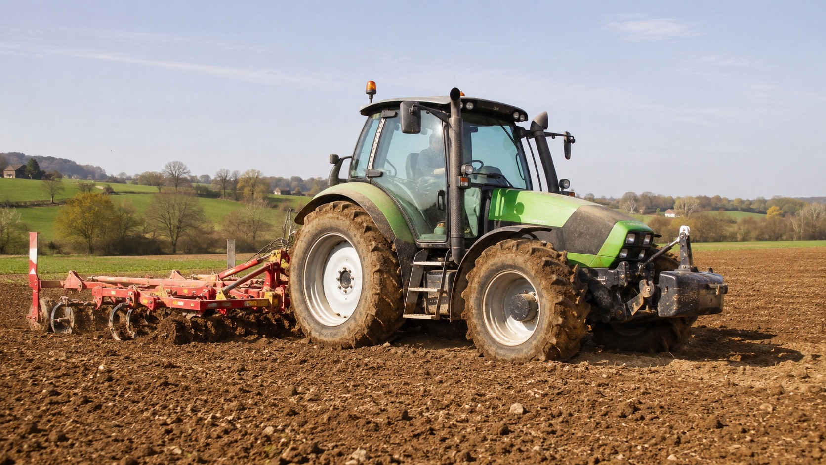 Vue agricole consacrée à tracteur agricole