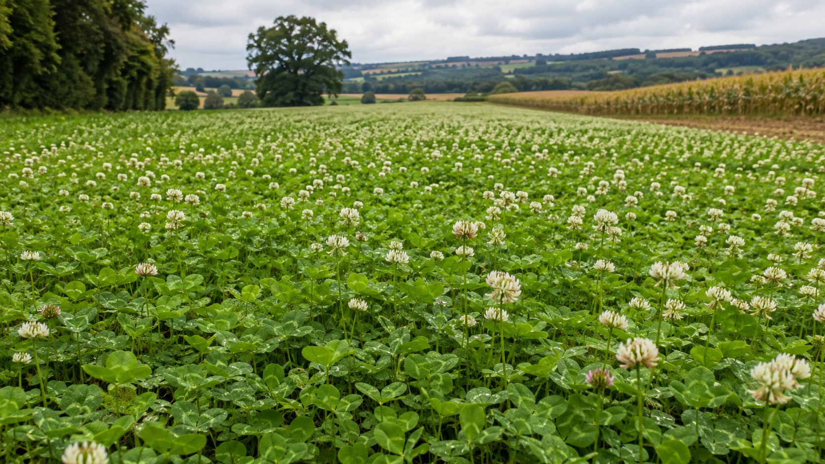 Vue agricole consacrée à trèfle en couvert