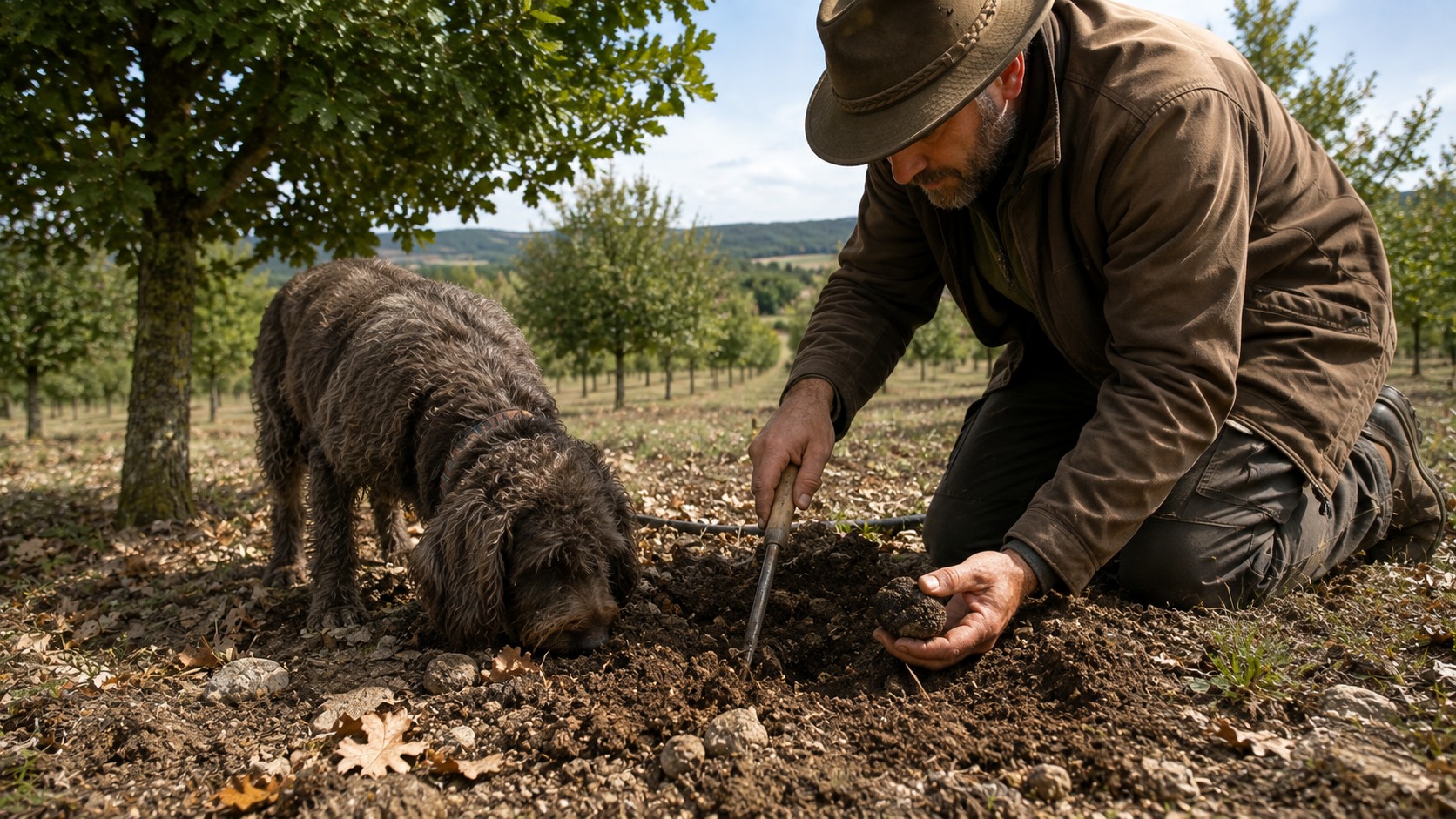 Vue agricole consacrée à truffe noire du périgord