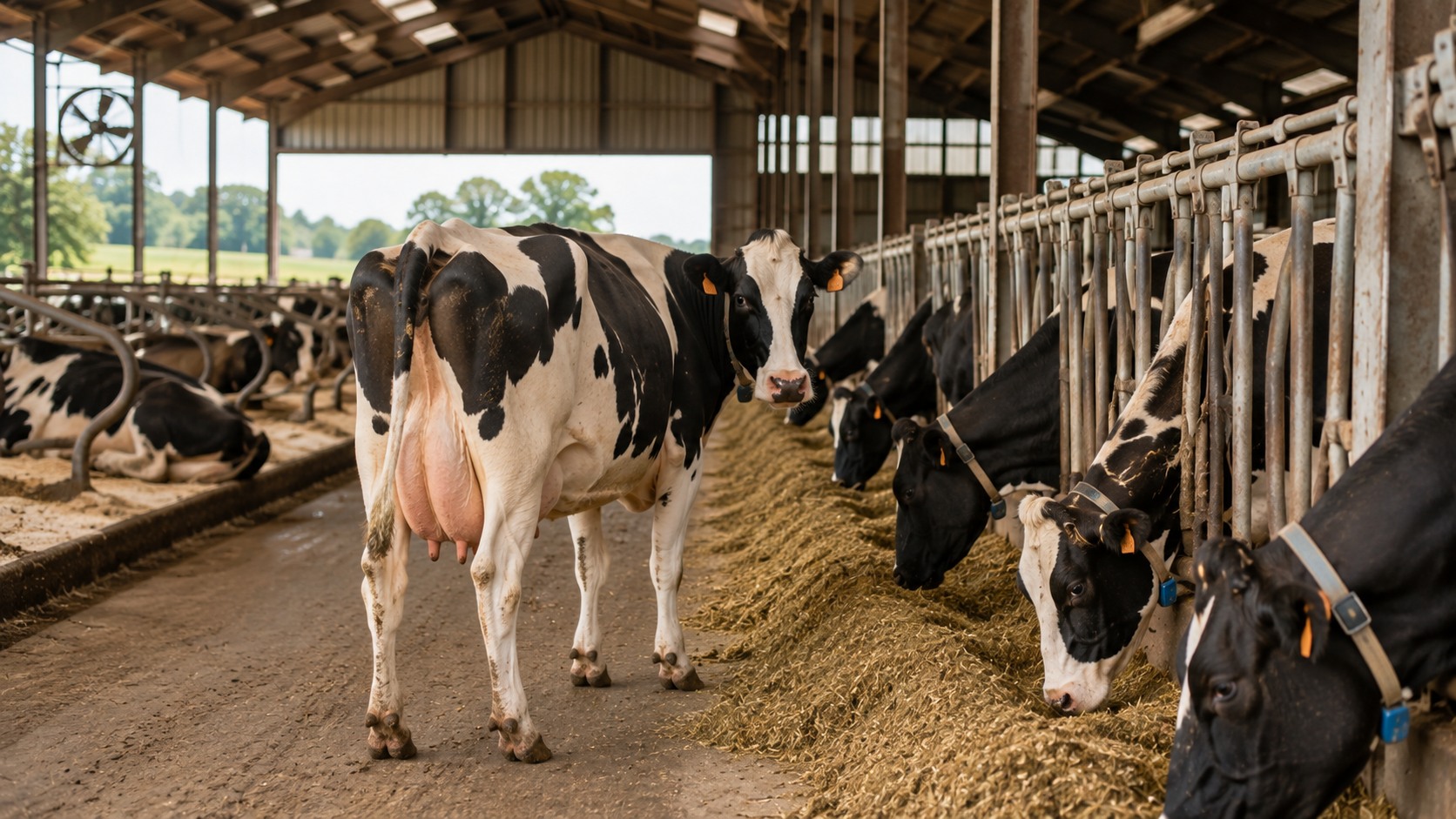 Vue agricole consacrée à vaches laitières