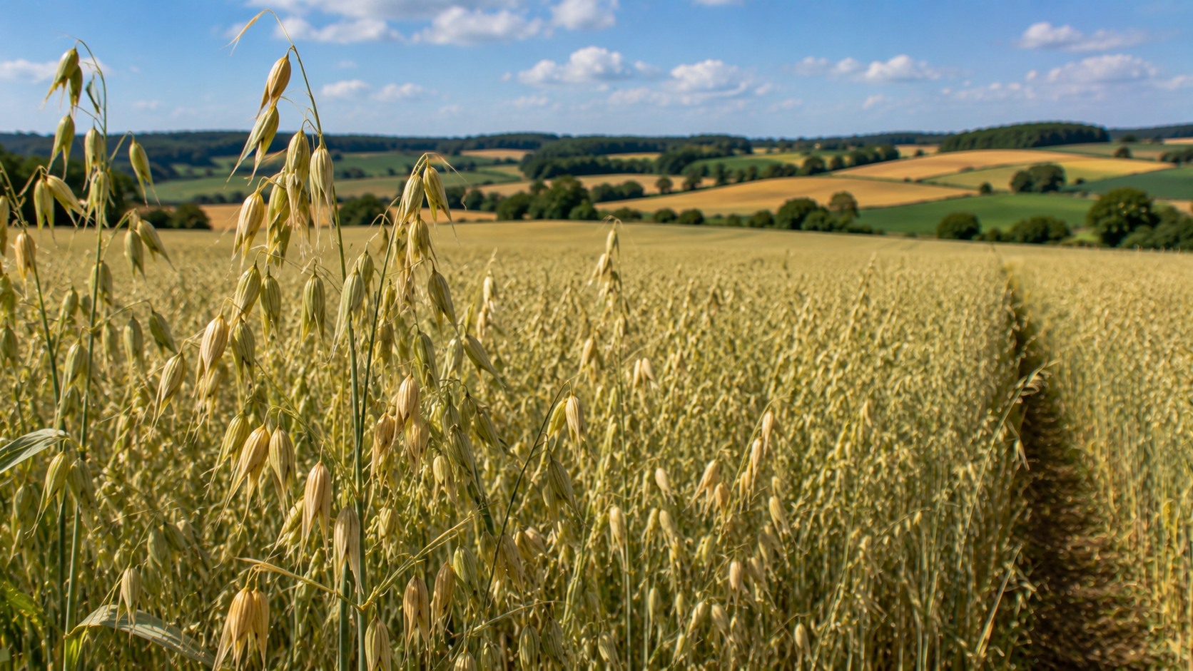 Vue agricole consacrée à variétés de avoine