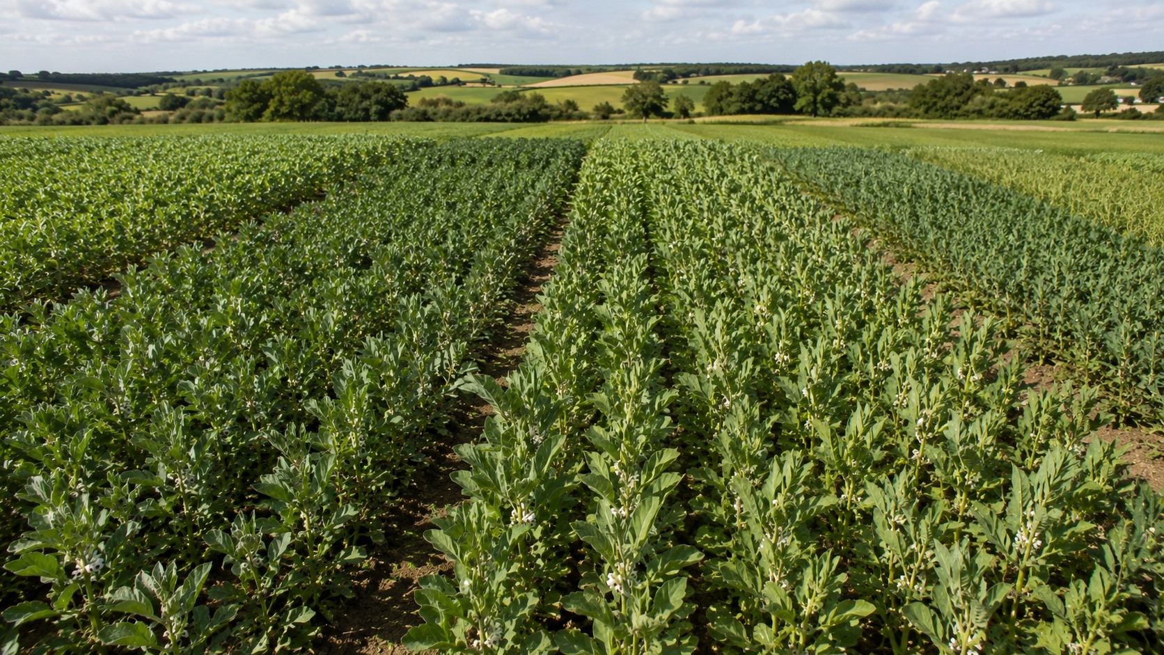 Vue agricole consacrée à variétés de féverole
