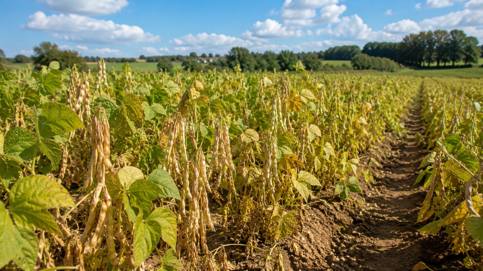 Vue agricole consacrée à variétés de haricot sec