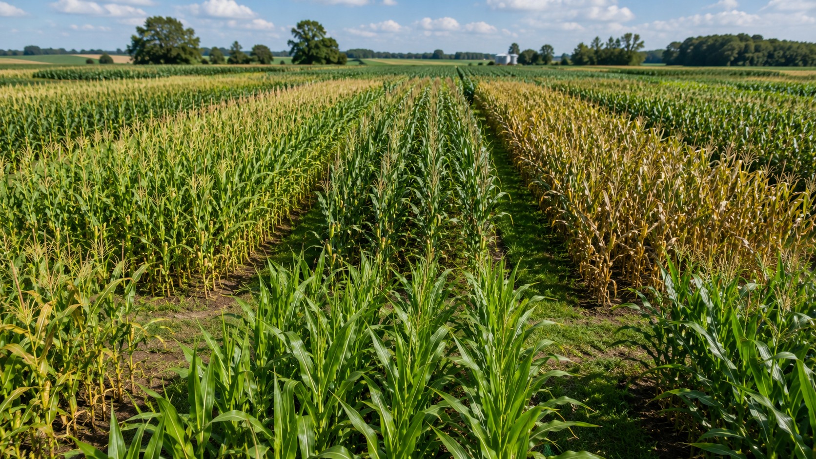 Vue agricole consacrée à variétés de maïs fourrage