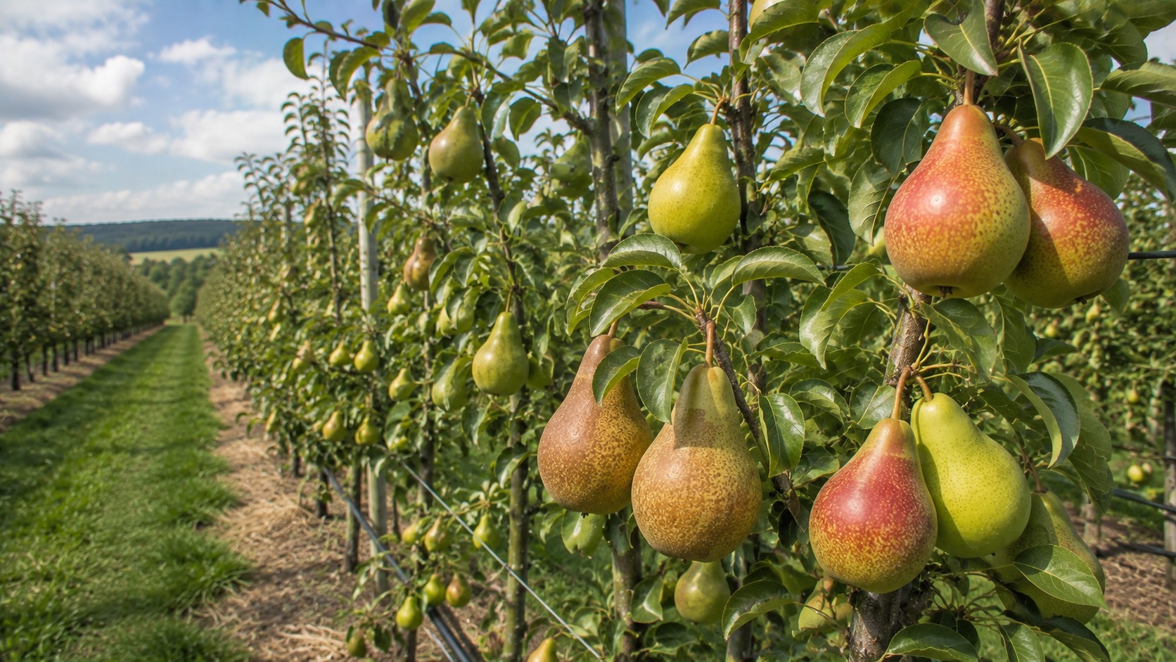 Vue agricole consacrée à variétés de poires