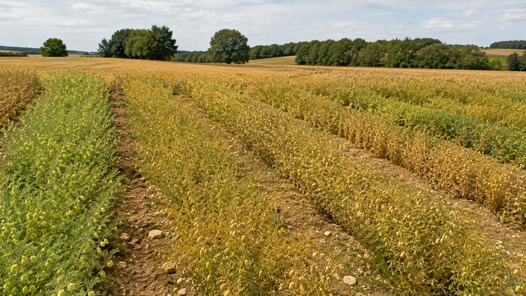 Vue agricole consacrée à variétés de pois chiche