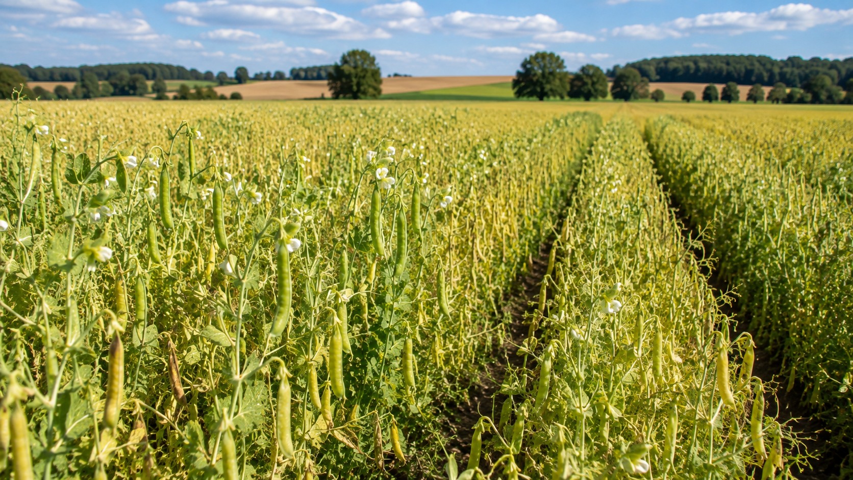 Vue agricole consacrée à variétés de pois protéagineux