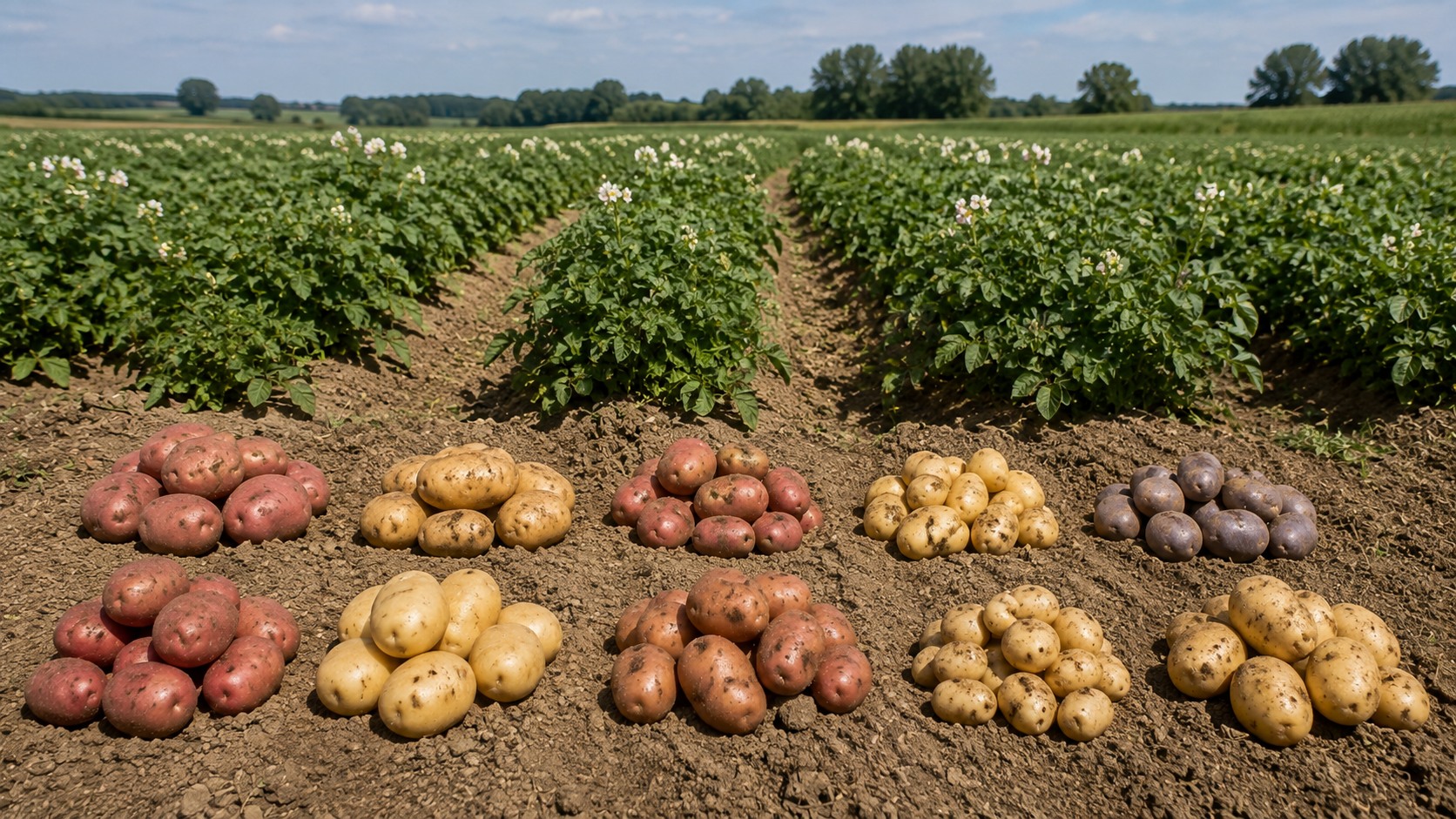 Vue agricole consacrée à variétés de pomme de terre