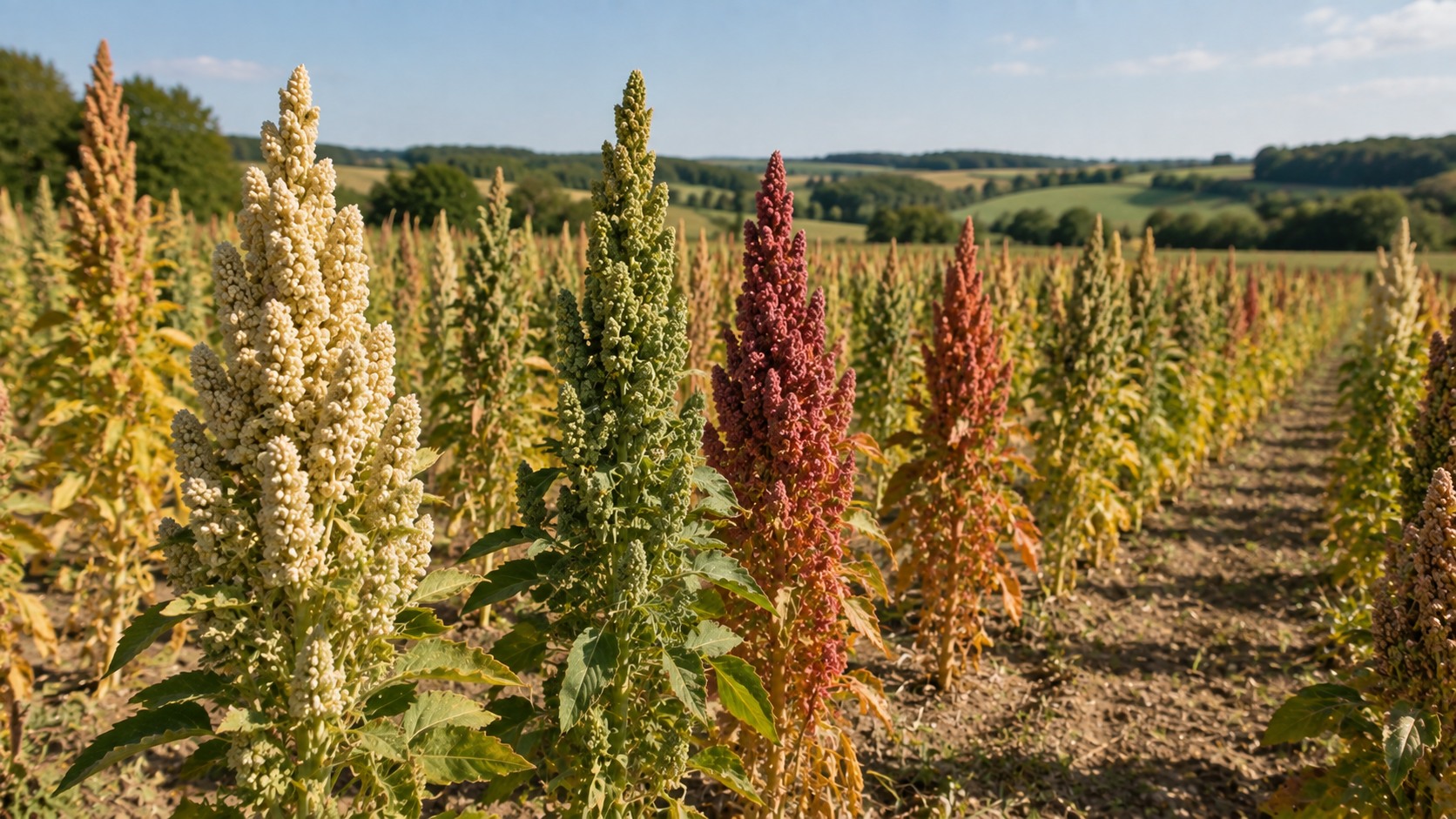 Vue agricole consacrée à variétés de quinoa