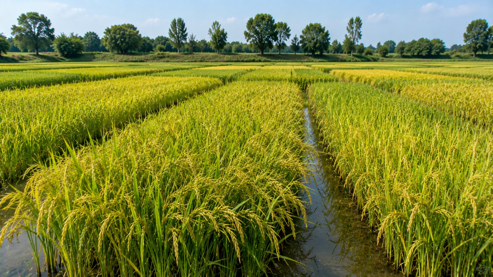 Vue agricole consacrée à variétés de riz