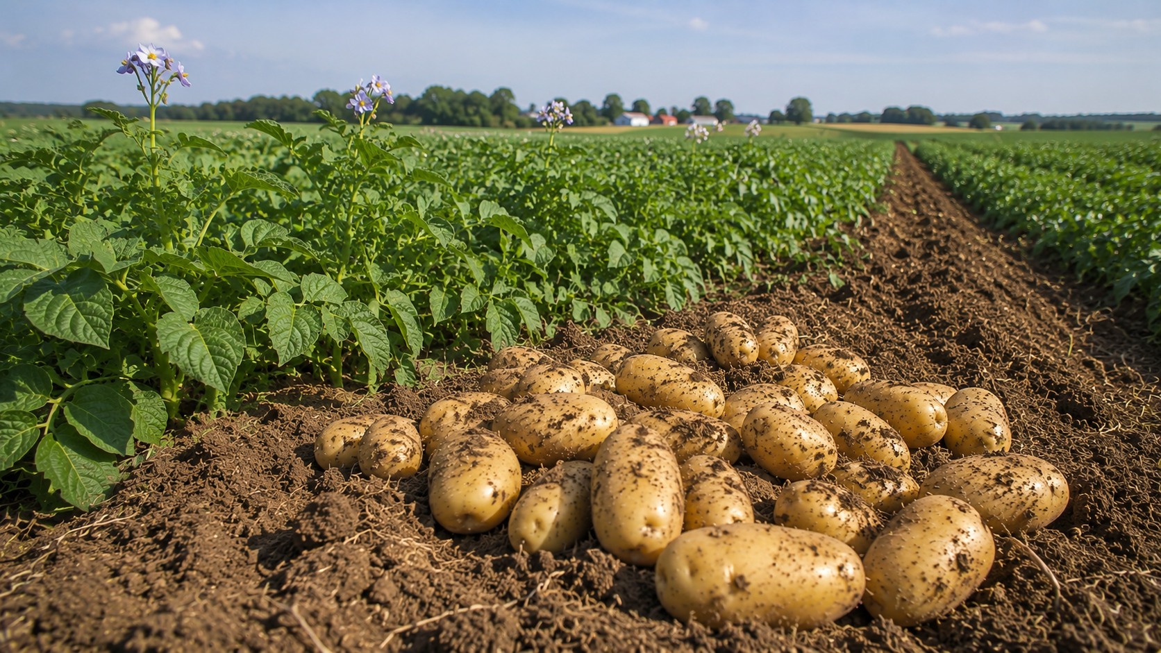 Vue agricole consacrée à variétés précoces de pomme de terre