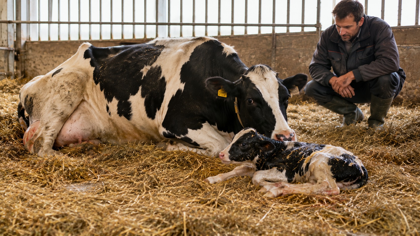 Vue agricole consacrée à vêlage