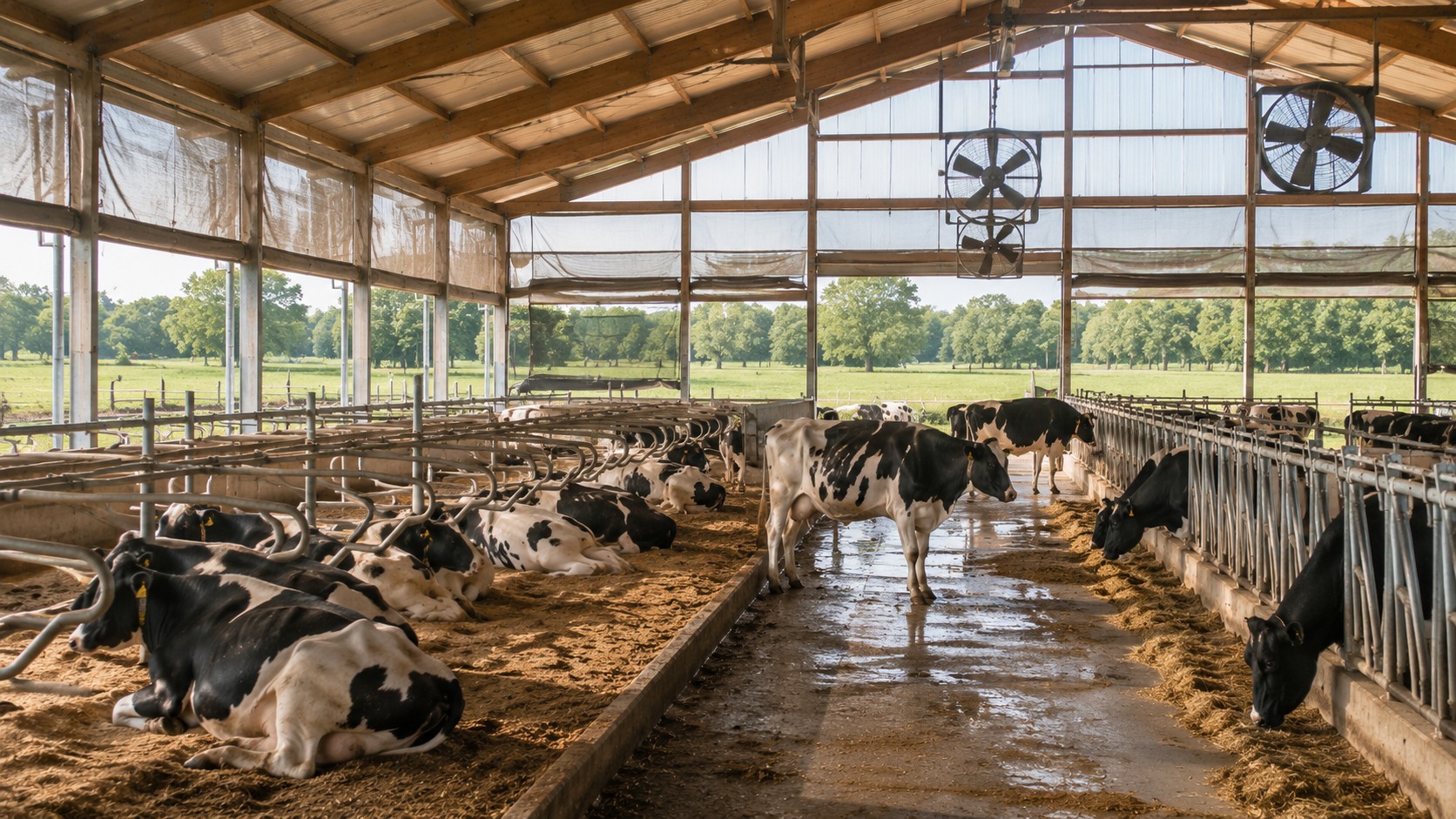 Vue agricole consacrée à ventilation des bâtiments bovins