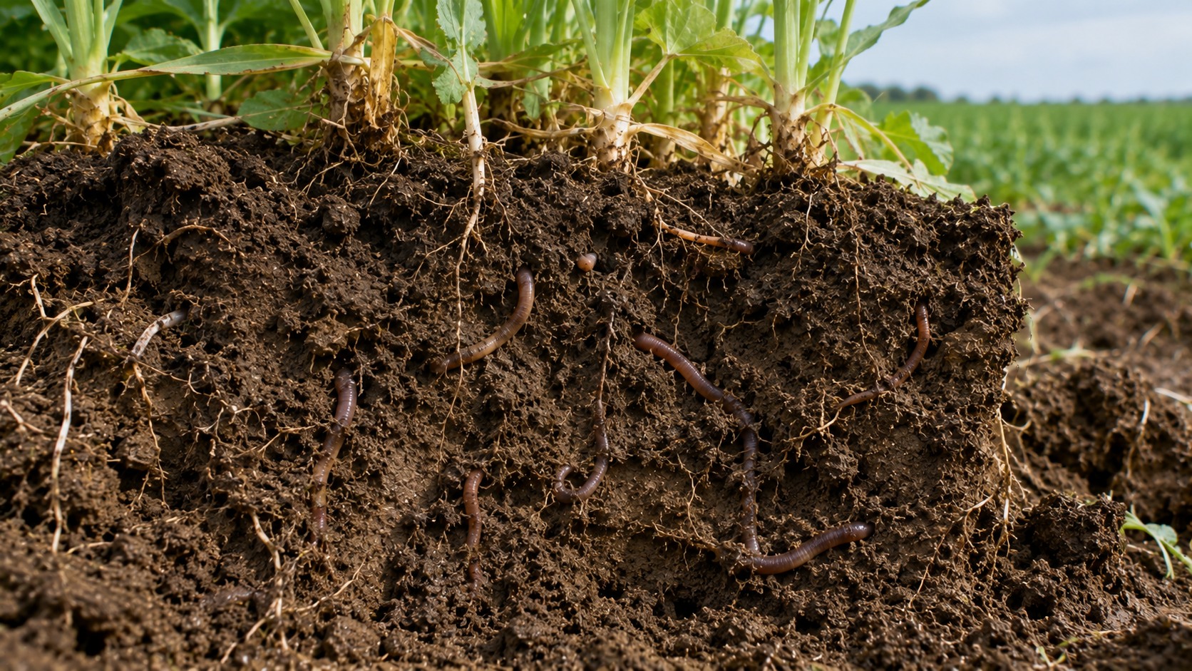 Vue agricole consacrée à vers de terre
