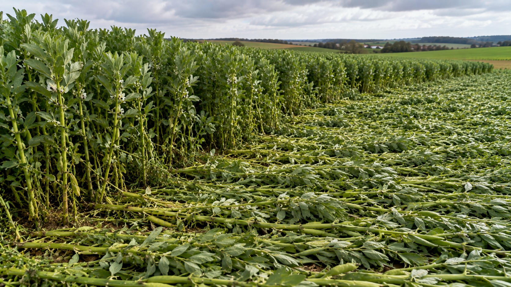 Vue agricole consacrée à verse de la féverole