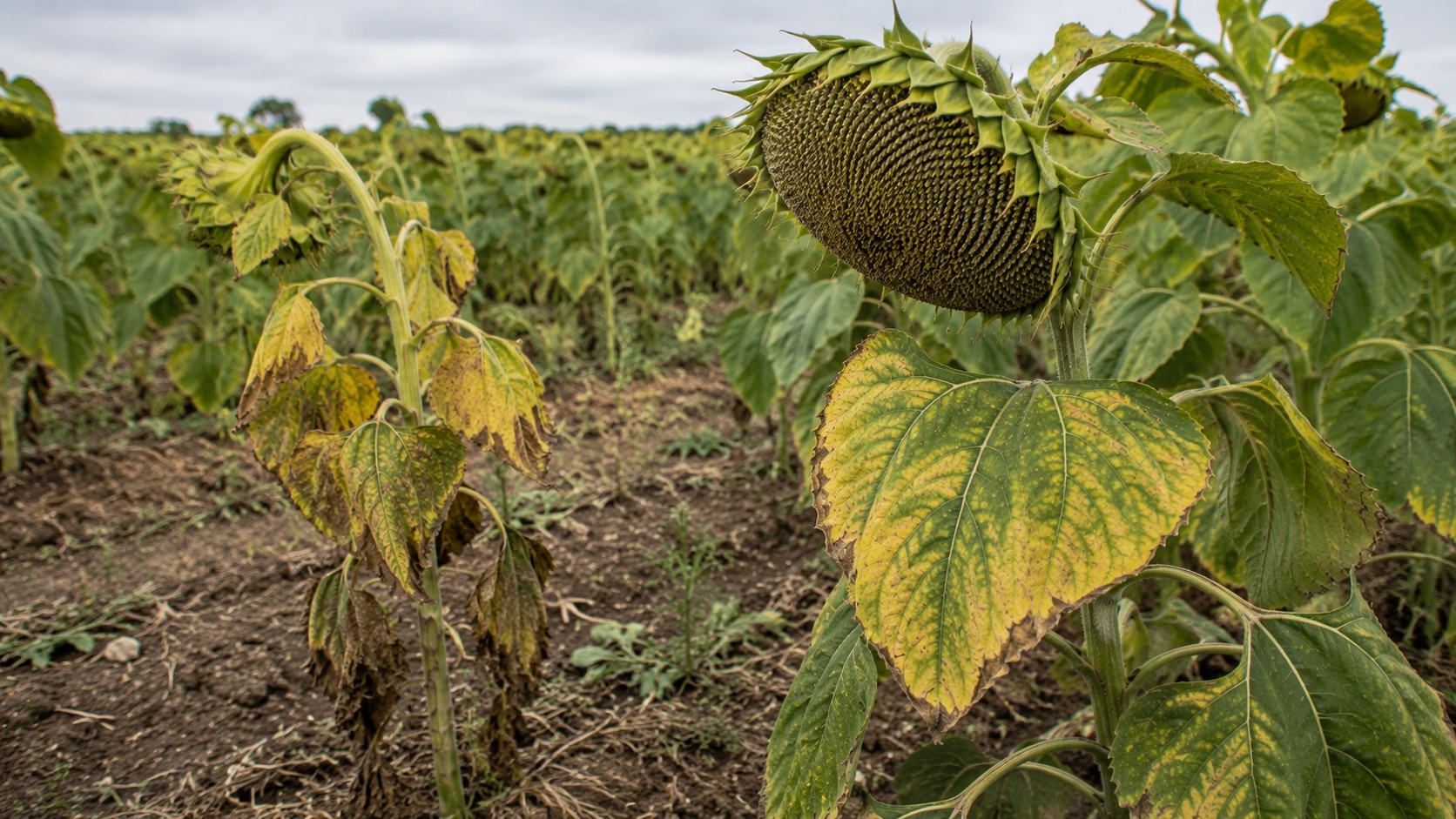 Vue agricole consacrée à verticilliose du tournesol