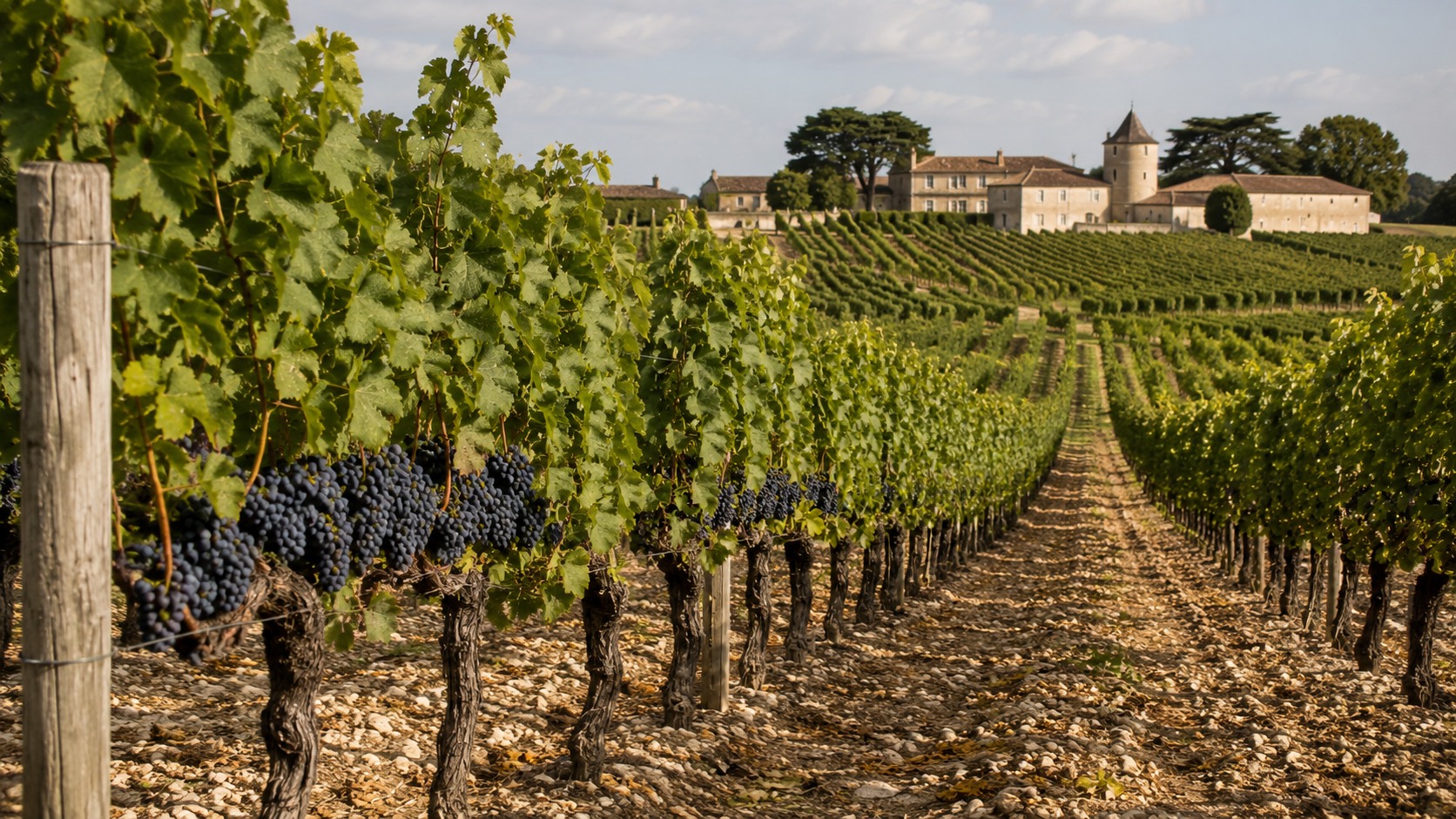 Vue agricole consacrée à vigne à bordeaux