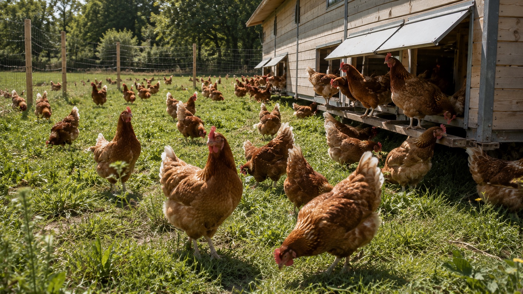 Poules pondeuses en parcours biologique