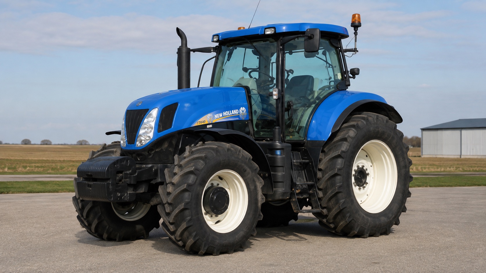 Tracteur New Holland T7040 présenté dans un environnement agricole