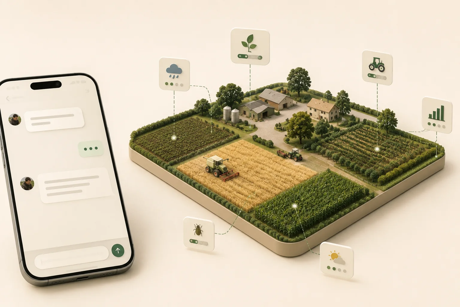 Téléphone relié au contexte d’une exploitation agricole