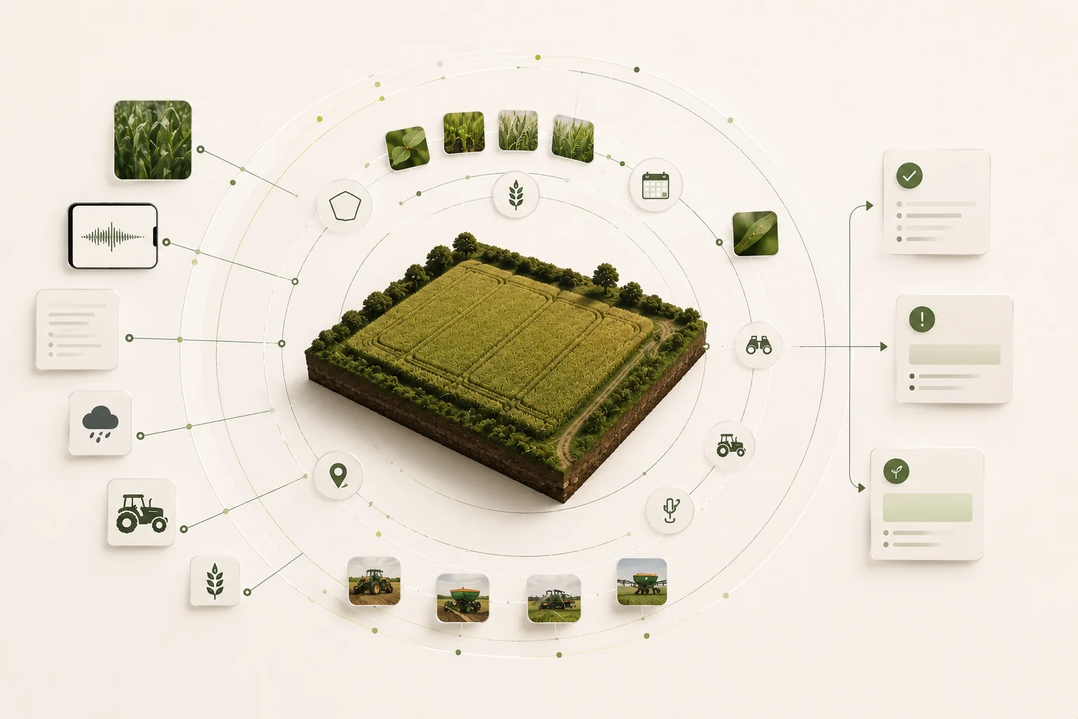 Signaux agricoles reliés à une parcelle avant de produire une restitution claire