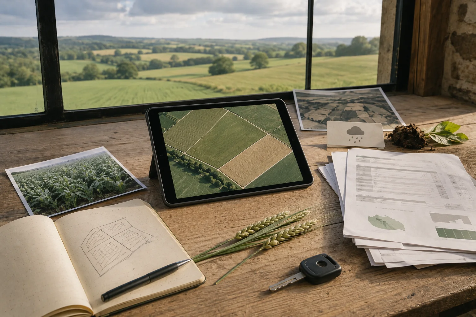 Tablette, observations et documents appartenant à une même situation agricole
